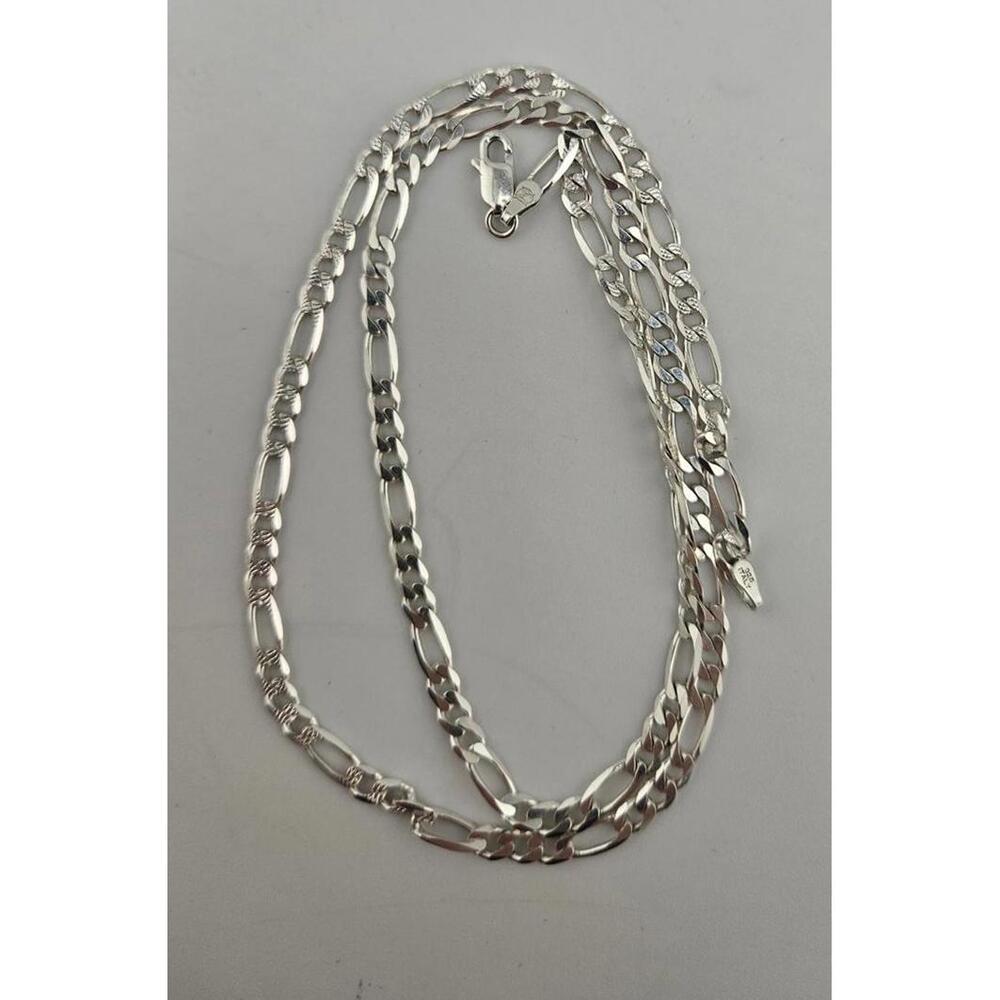 20in Sterling Silver 3.7mm Diamond Cut Figaro Necklace Chain - Picture 10 of 12